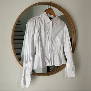 White Button-Up Peplum Blouse
